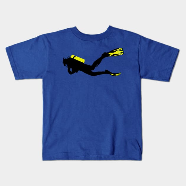 Sport stylized - diver with diver bottle and fins Kids T-Shirt by Quentin1984